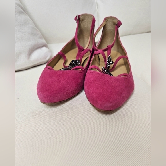 Talbots Pink Edison Kid Suede Strappy Flats - Picture 3 of 7